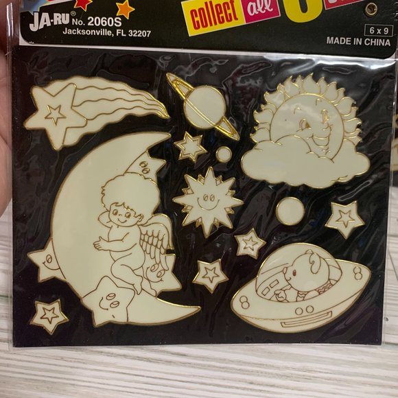 Ja-Ru 2005 Glow In The Dark Stickers 2 Sets Cherubs, Stars Moon Sun New - Picture 4 of 8